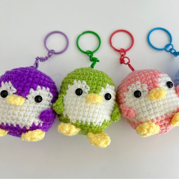 Handmade Crochet Knit Cute Penguin Keychains Bag Charm in Pink - Picture 4 of 15